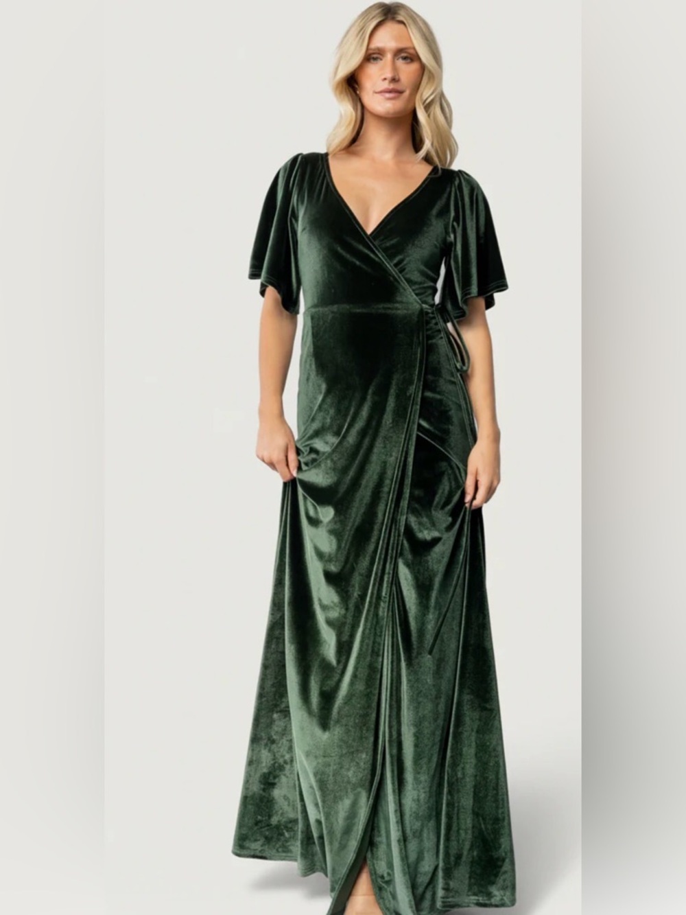 Baltic Born Meghan Velvet Wrap Maxi Dress Deep Green Sz S